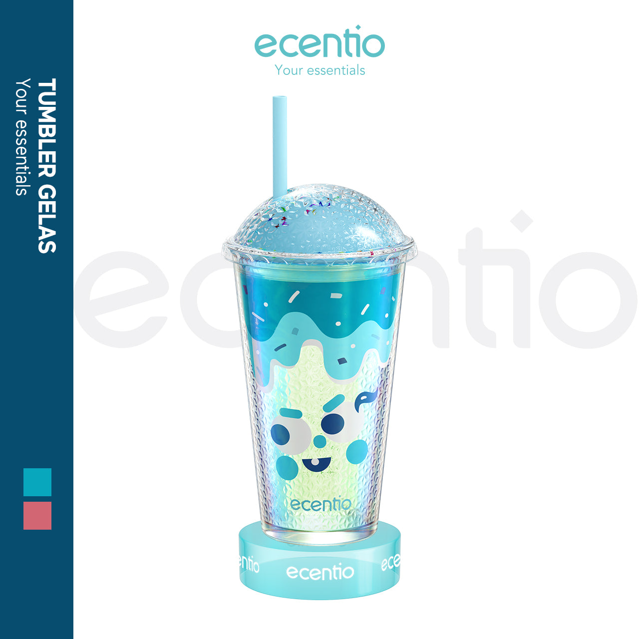 ecentio 450ml tumbler kaca sedotan aesthetic Botol Minum Water Cup Tempat Minum Botol Minum
