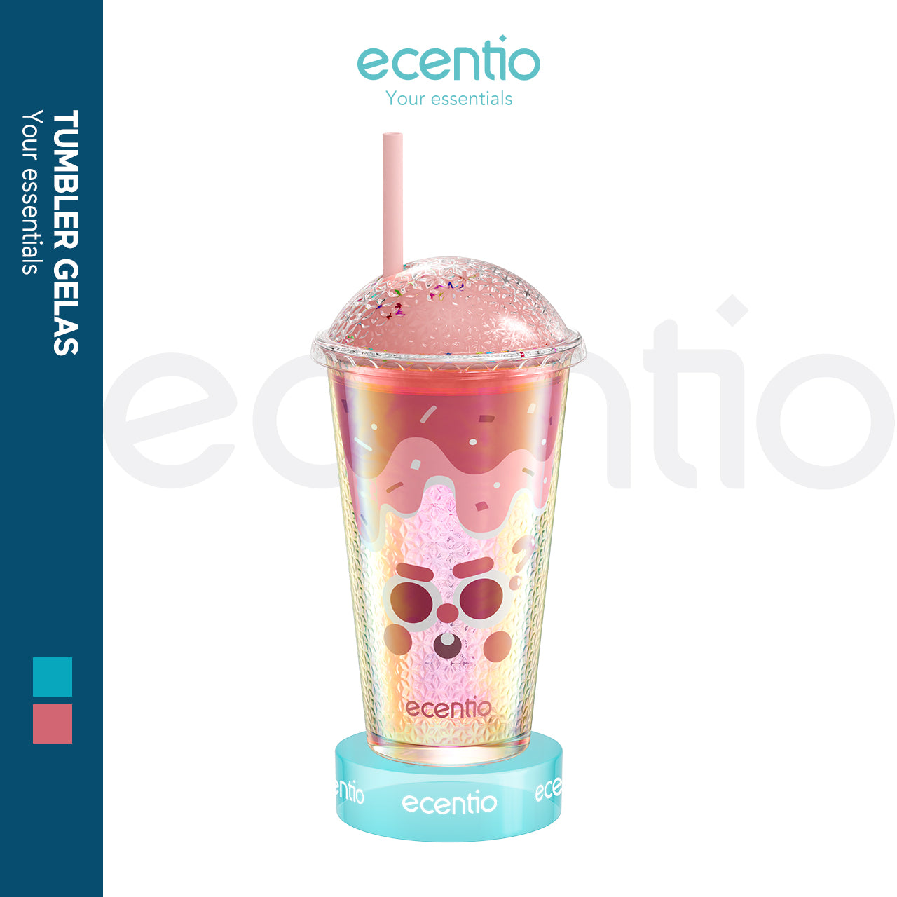 ecentio 450ml tumbler kaca sedotan aesthetic Botol Minum Water Cup Tempat Minum Botol Minum