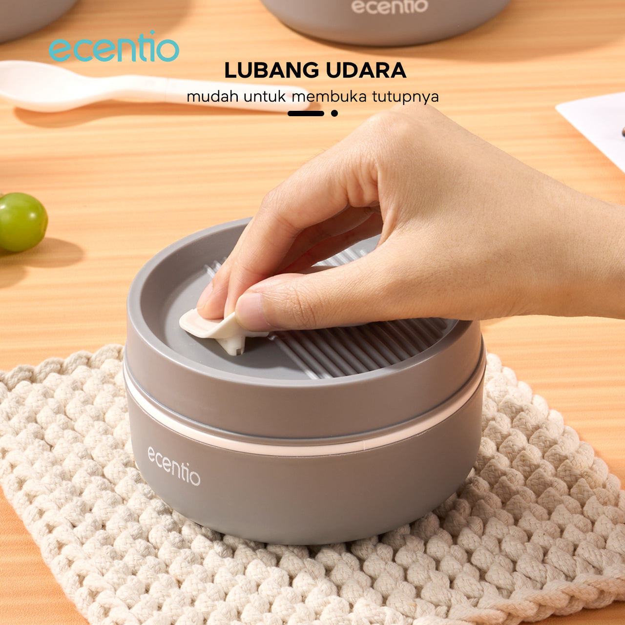 ecentio lunch box tas set 3pcs Kotak Makan anti tumpah 304 Stainless Steel tas bekal