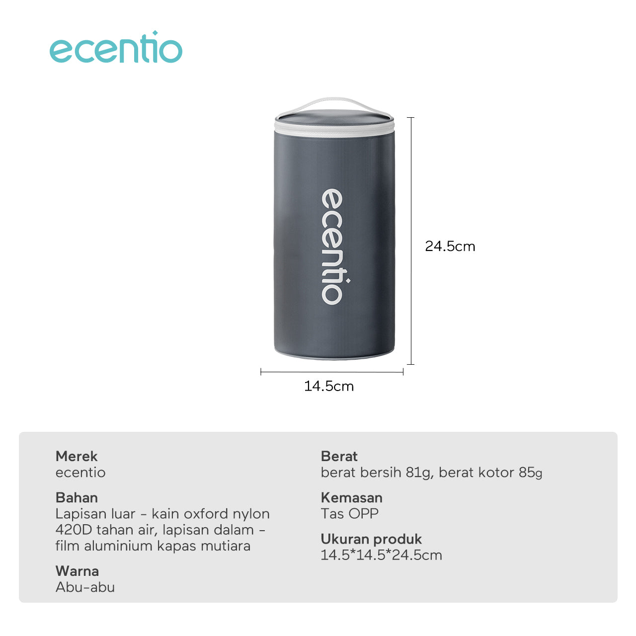 ecentio lunch box tas set 3pcs Kotak Makan anti tumpah 304 Stainless Steel tas bekal