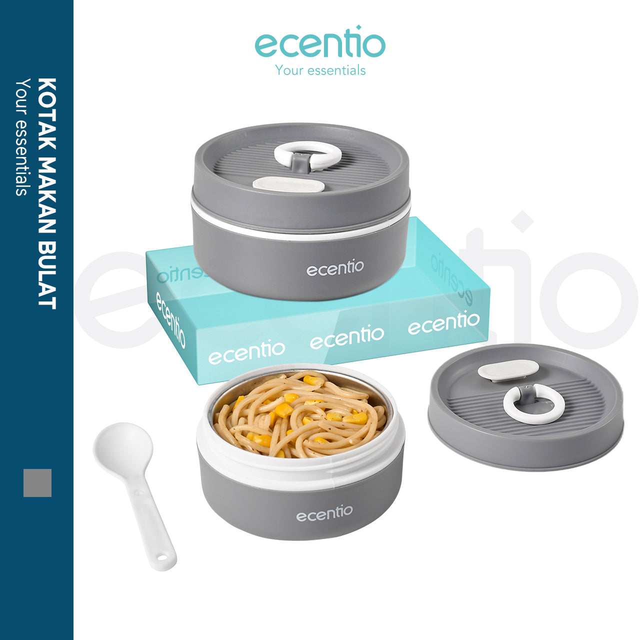 ecentio lunch box tas set 3pcs Kotak Makan anti tumpah 304 Stainless Steel tas bekal