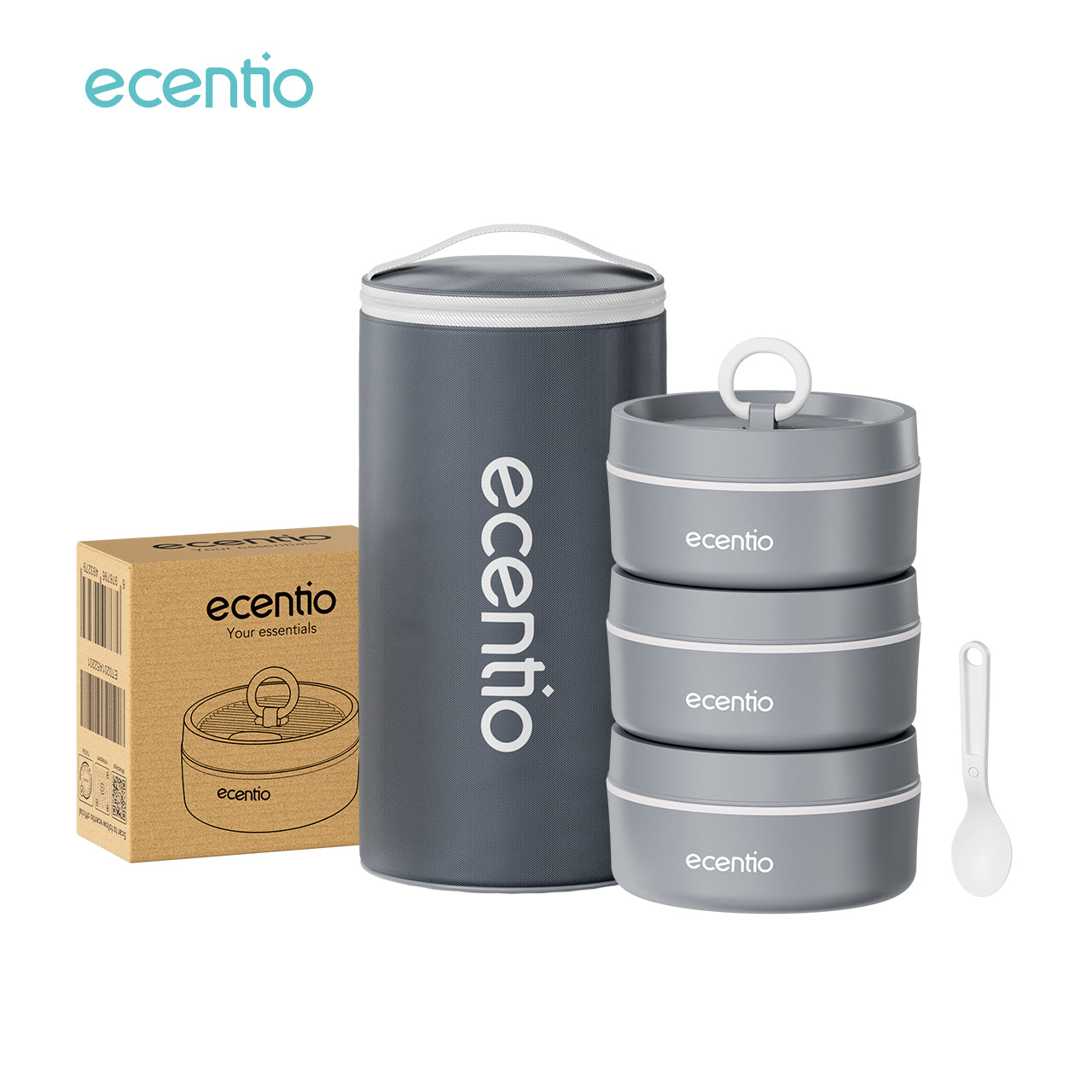 ecentio lunch box tas set 3pcs Kotak Makan anti tumpah 304 Stainless Steel tas bekal