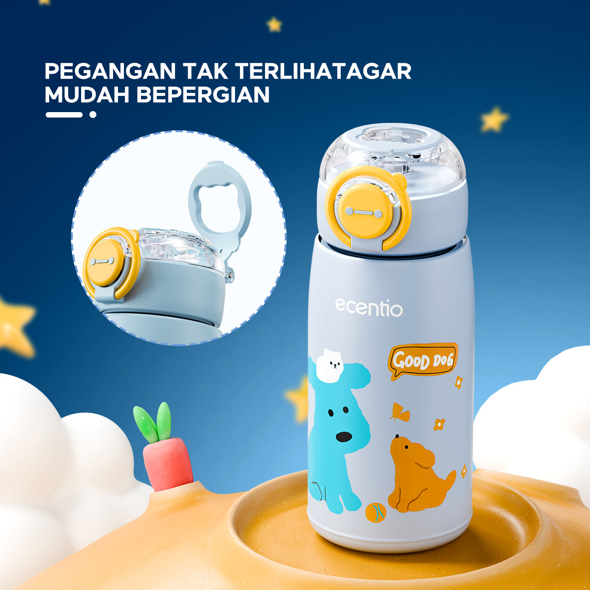 ecentio Botol Minum Termos Stainless Anak 470ml Sedotan Vacuum - ecentio