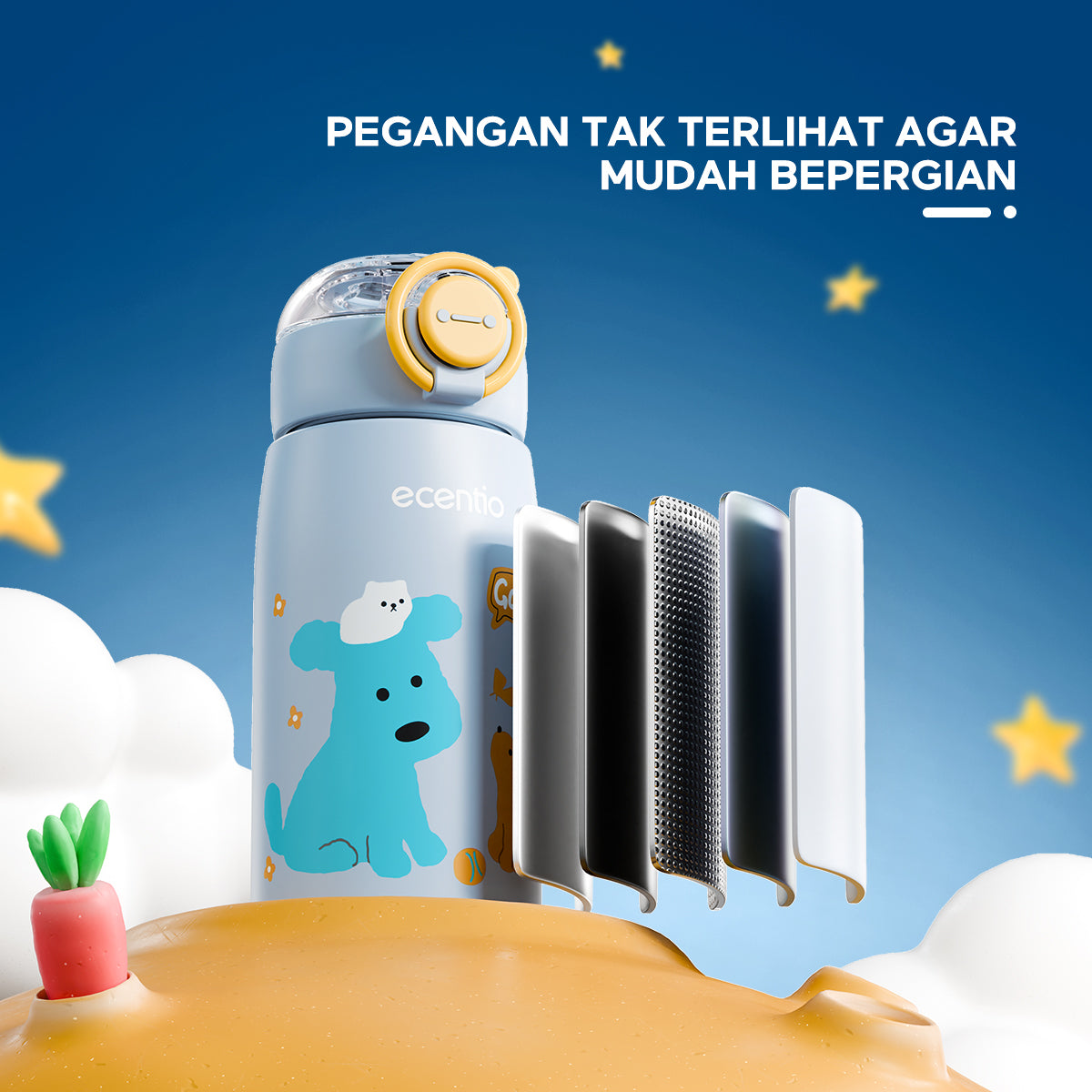 ecentio Botol Minum Termos Stainless Anak 470ml Sedotan Vacuum - ecentio