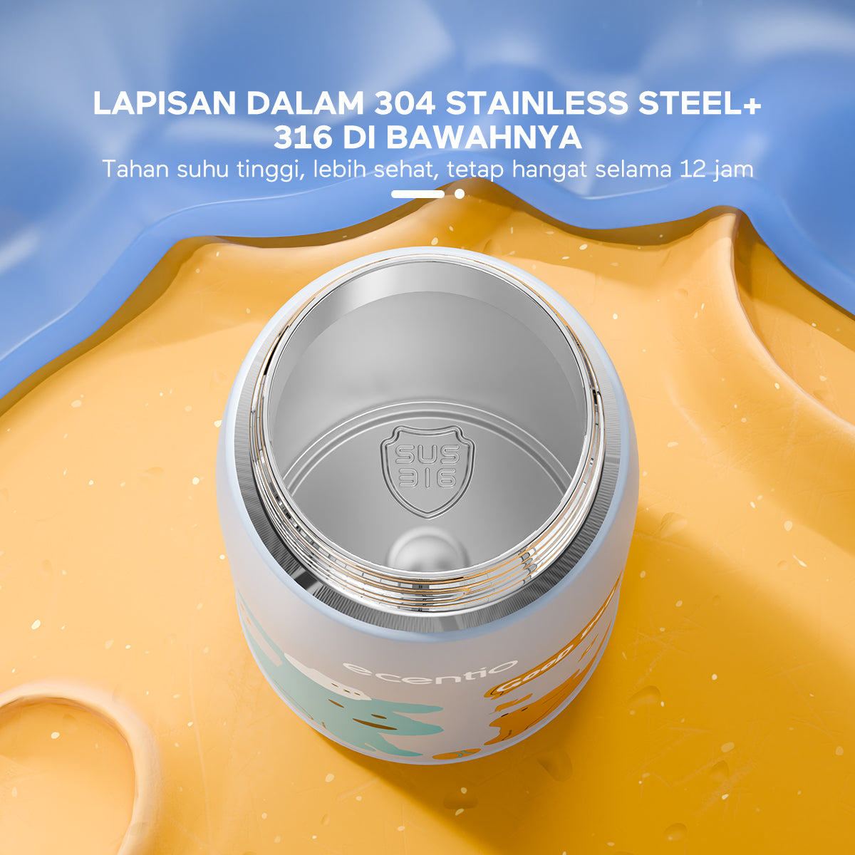 ecentio Botol Minum Termos Stainless Anak 470ml Sedotan Vacuum - ecentio
