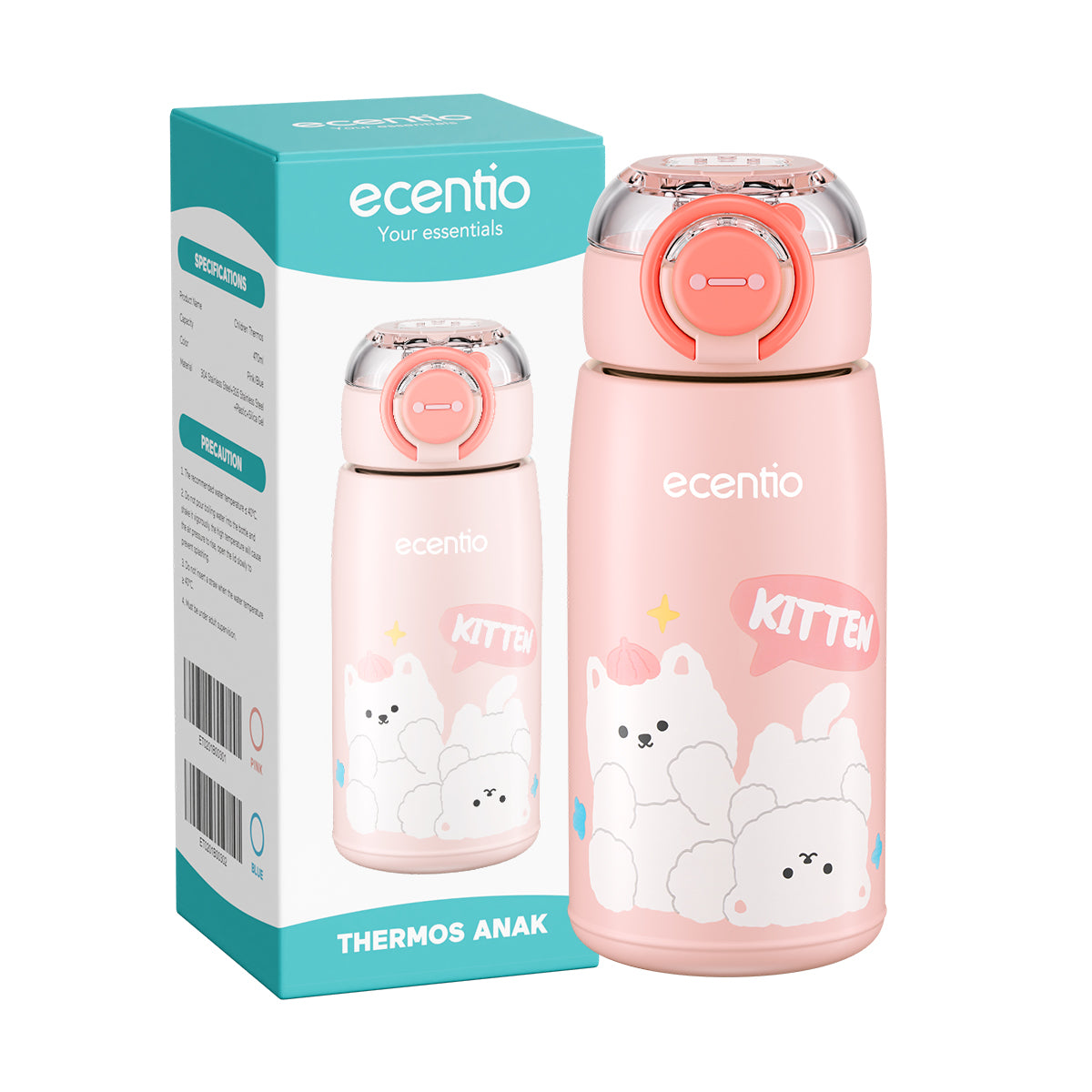 ecentio Botol Minum Termos Stainless Anak 470ml Sedotan Vacuum - ecentio
