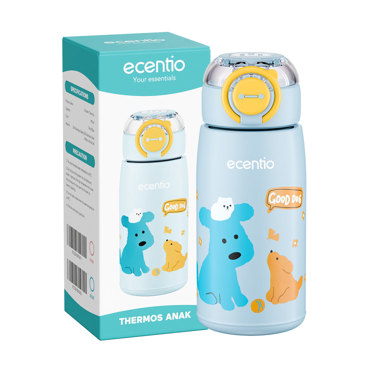 ecentio Botol Minum Termos Stainless Anak 470ml Sedotan Vacuum - ecentio