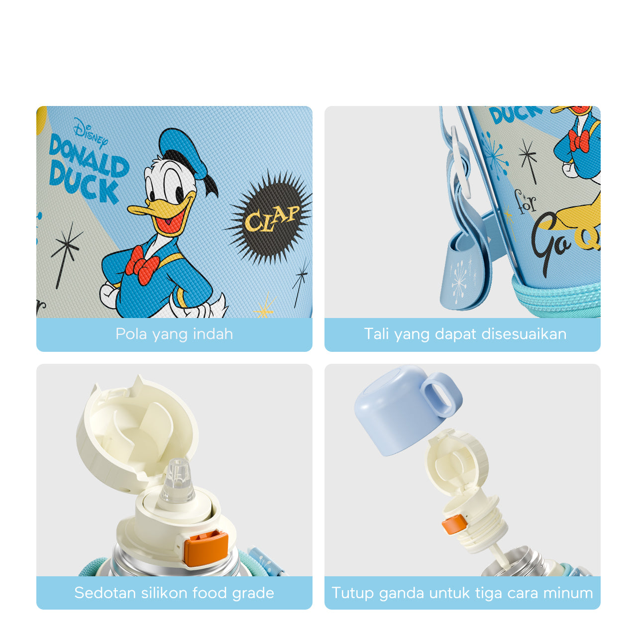 ecentio Termos 500ml Disney Anak Elsa&Donald Duck Vacuum Tumblr Anak