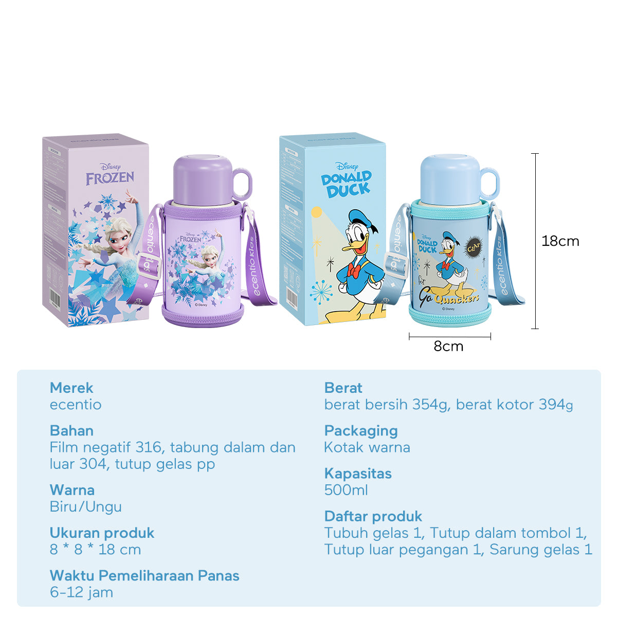 ecentio Termos 500ml Disney Anak Elsa&Donald Duck Vacuum Tumblr Anak - ecentio