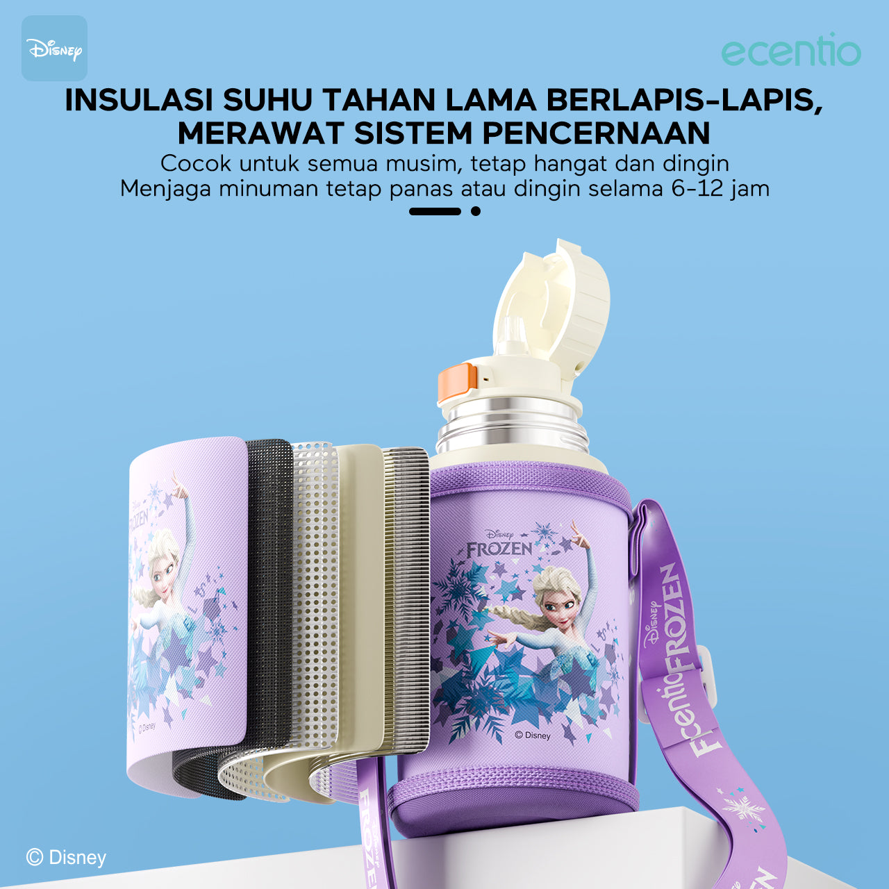 ecentio Termos 500ml Disney Anak Elsa&Donald Duck Vacuum Tumblr Anak