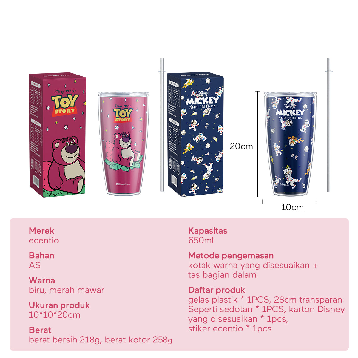 ecentio Tumbler Disney Mickey Mouse dan Lotso Edition 650ml - ecentio