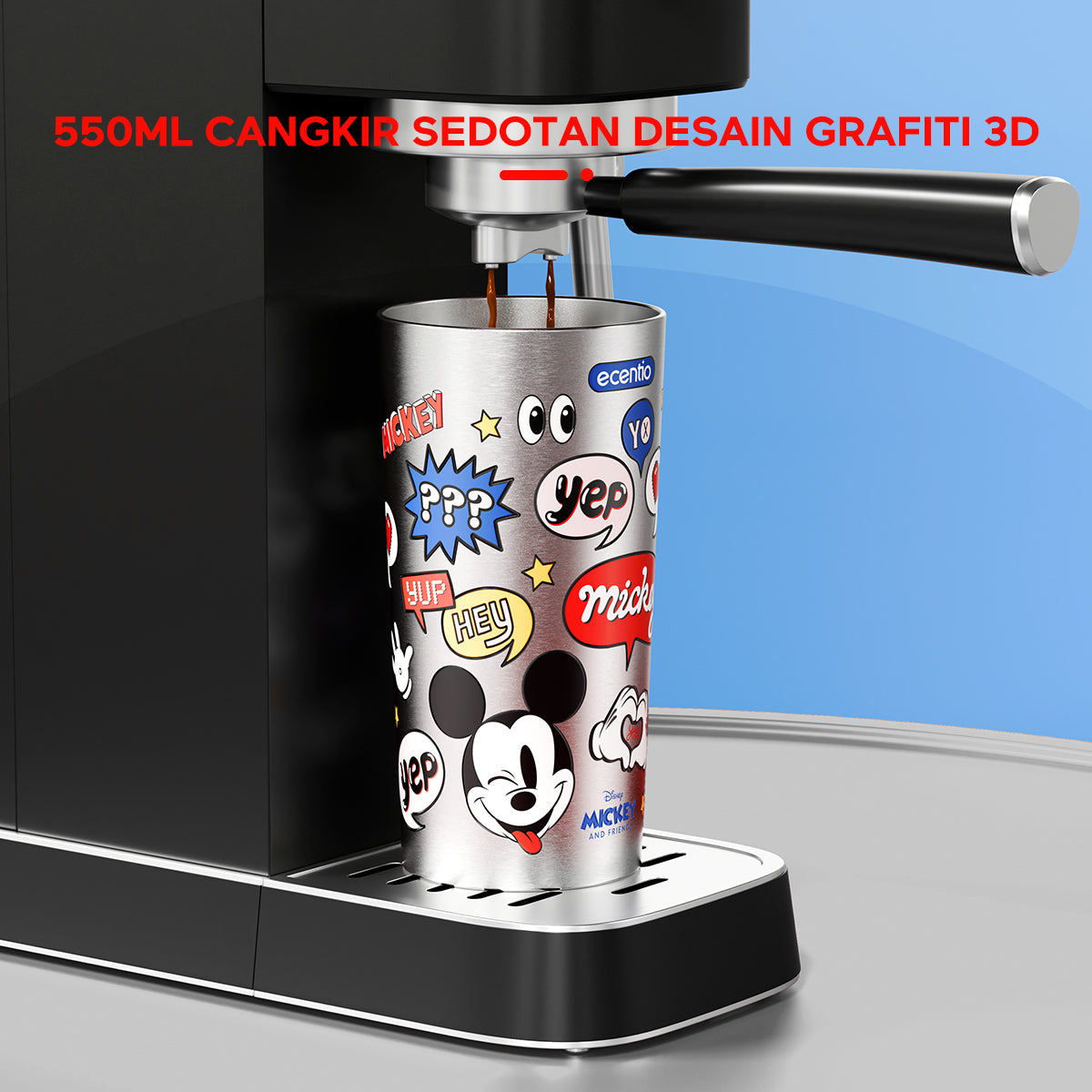 ecentio Disney Tumbler stainless Mug copi Cangkir botol minum 550ml