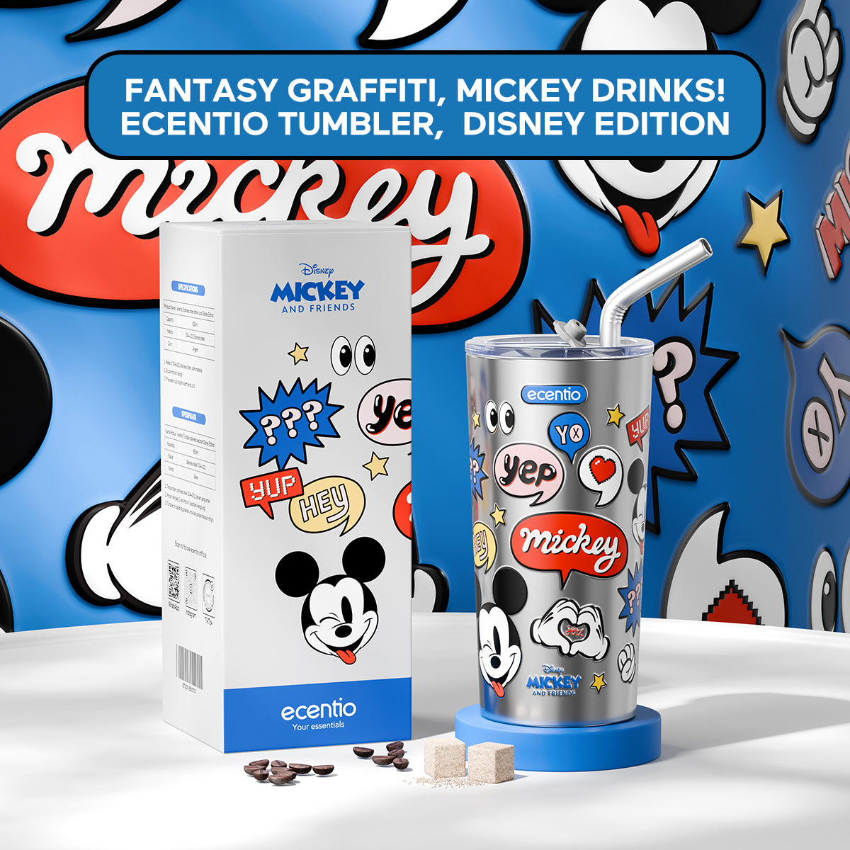 ecentio Disney Tumbler stainless Mug copi Cangkir botol minum 550ml