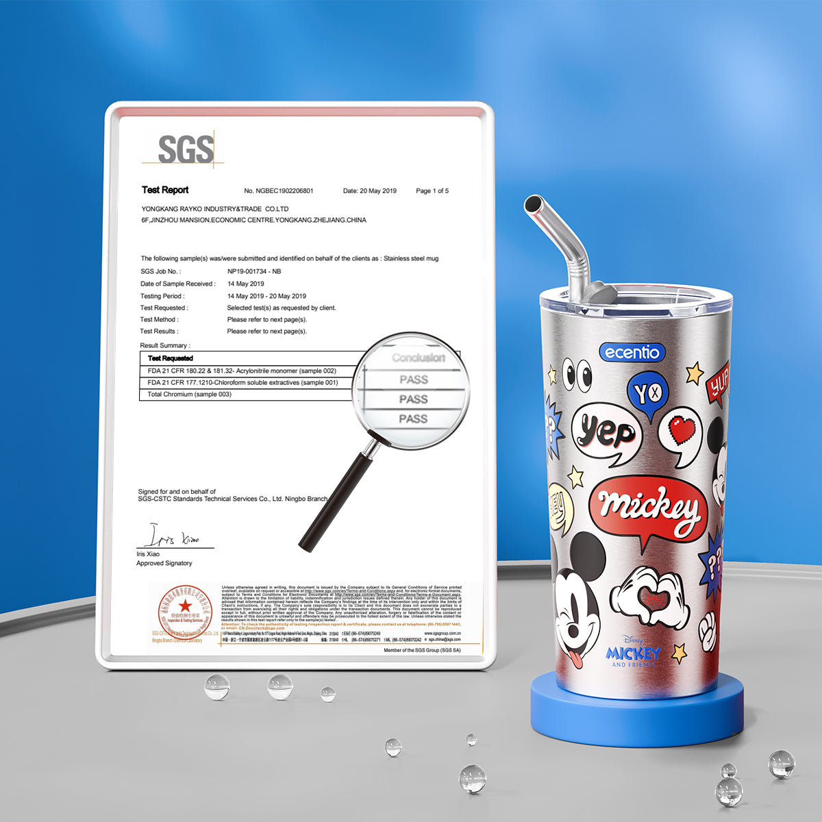 ecentio Disney Tumbler stainless Mug copi Cangkir botol minum 550ml