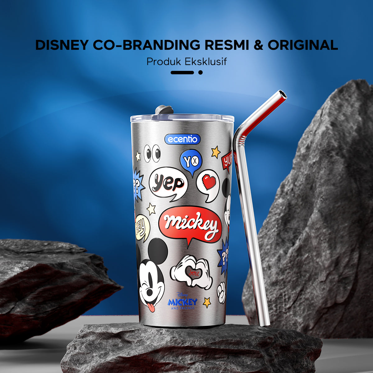 ecentio Disney Tumbler stainless Mug copi Cangkir botol minum 550ml