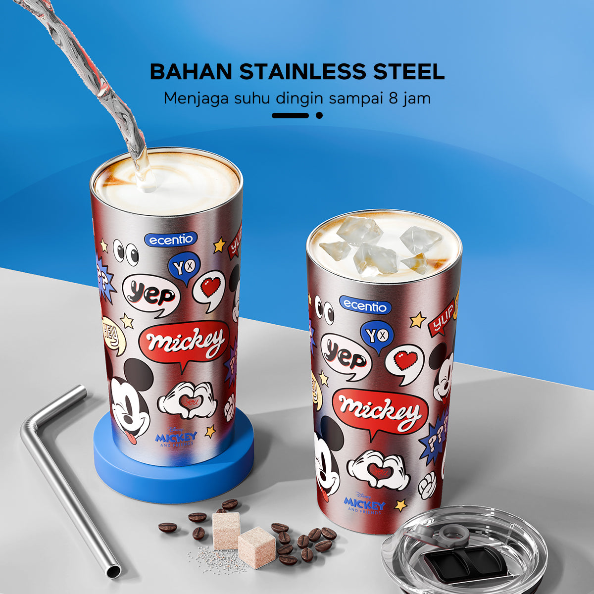 ecentio Disney Tumbler stainless Mug copi Cangkir botol minum 550ml