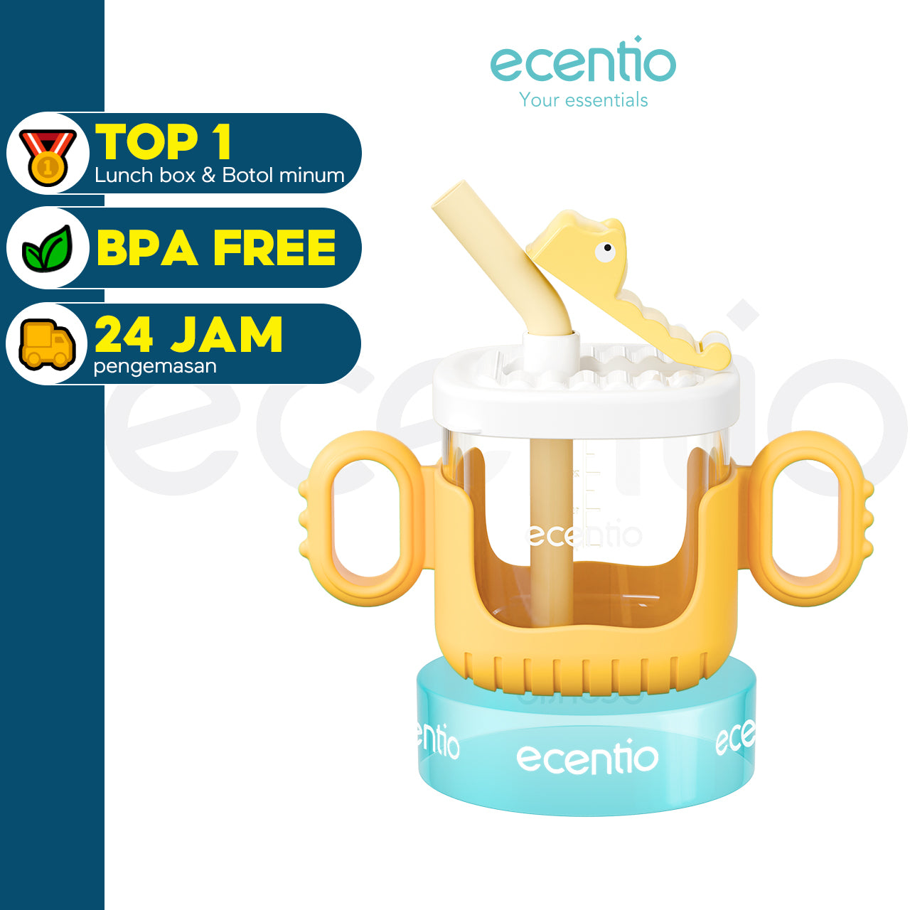 ecentiokids Training Cup Baby Sippy Cup bayi Botol Minum Sedotan anak