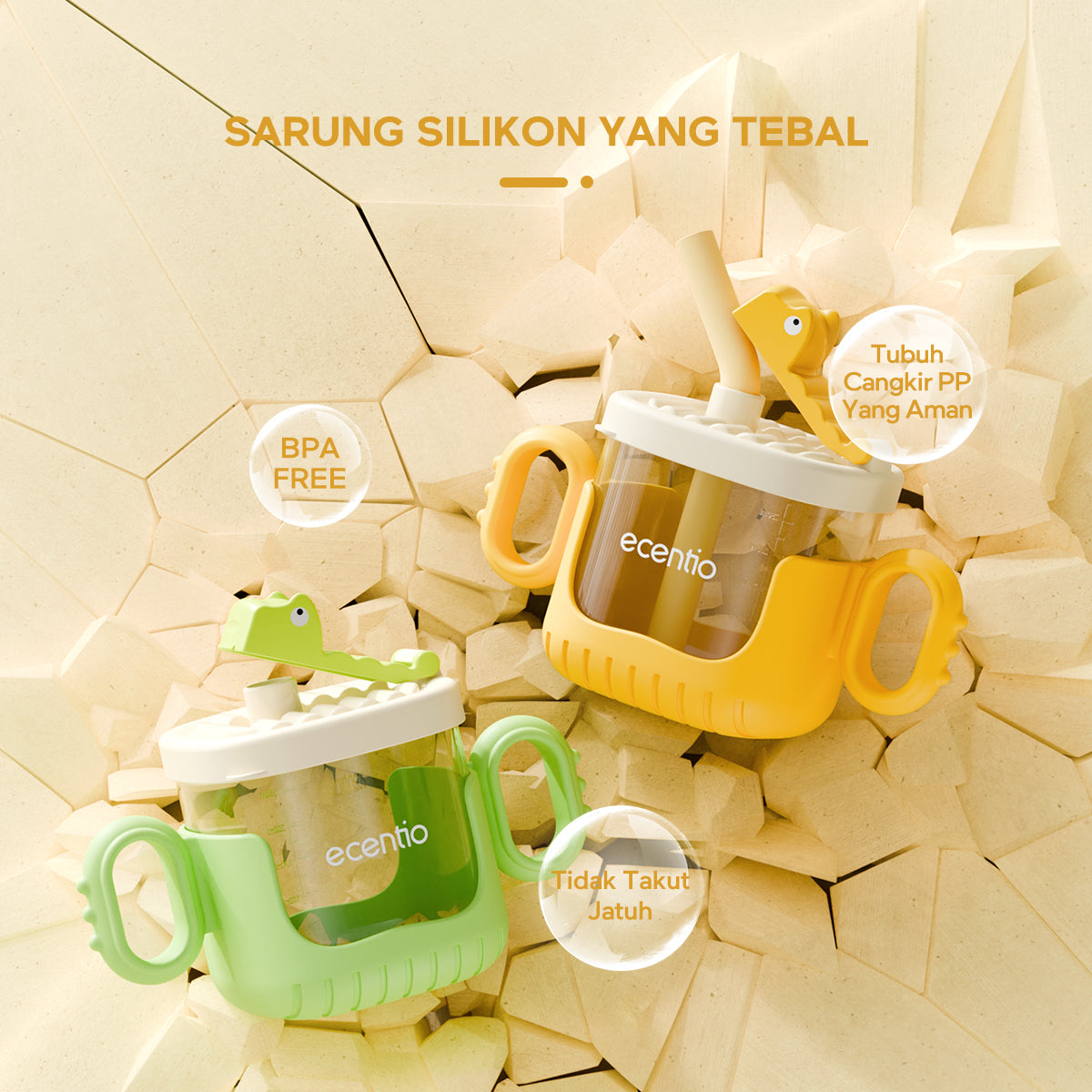ecentiokids Training Cup Baby Sippy Cup bayi Botol Minum Sedotan anak - ecentio