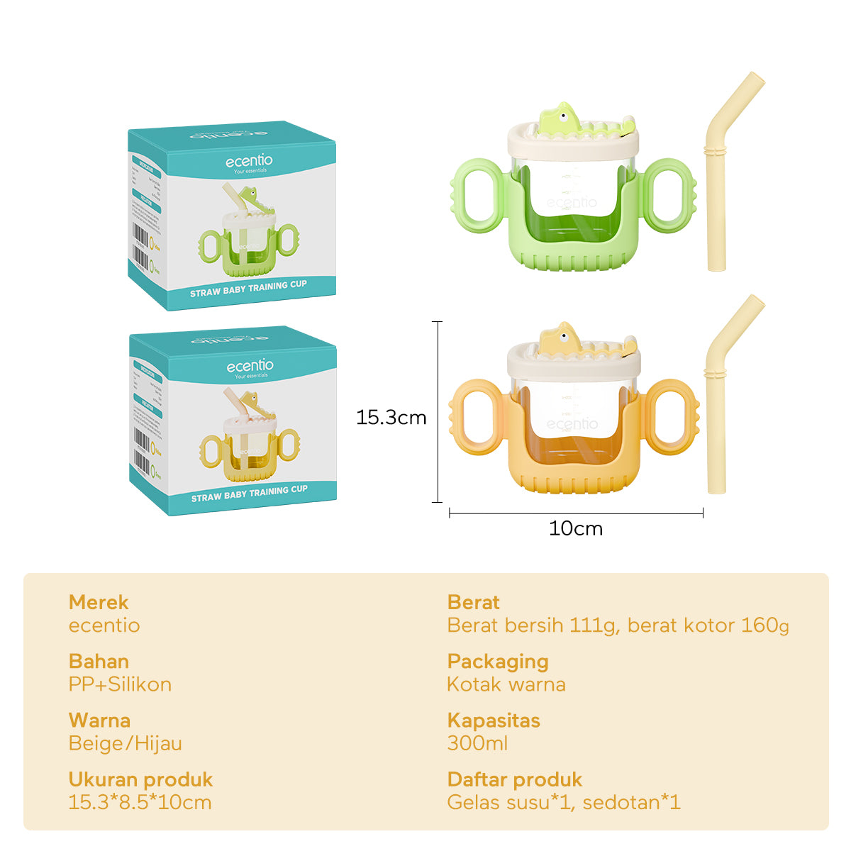 ecentiokids Training Cup Baby Sippy Cup bayi Botol Minum Sedotan anak - ecentio