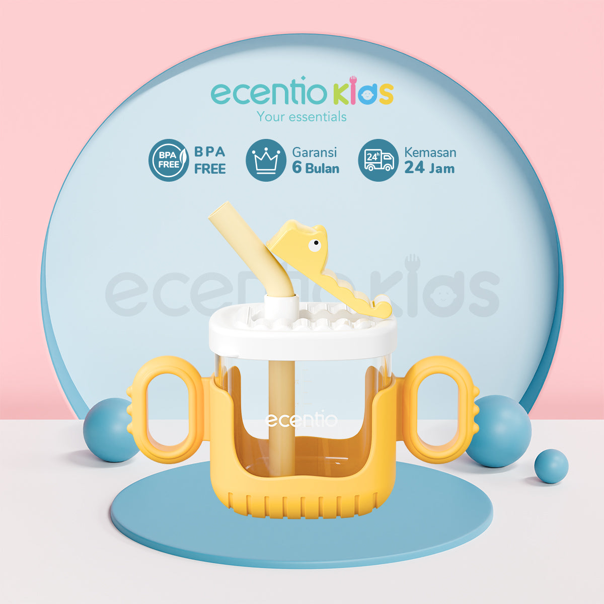 ecentiokids Training Cup Baby Sippy Cup bayi Botol Minum Sedotan anak - ecentio