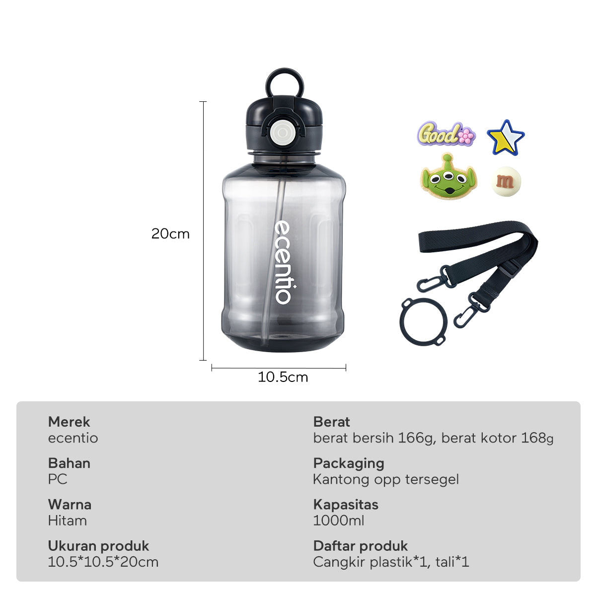 ecentio 1000ml botol minum sport Tumbler Olahraga Botol olahraga - ecentio