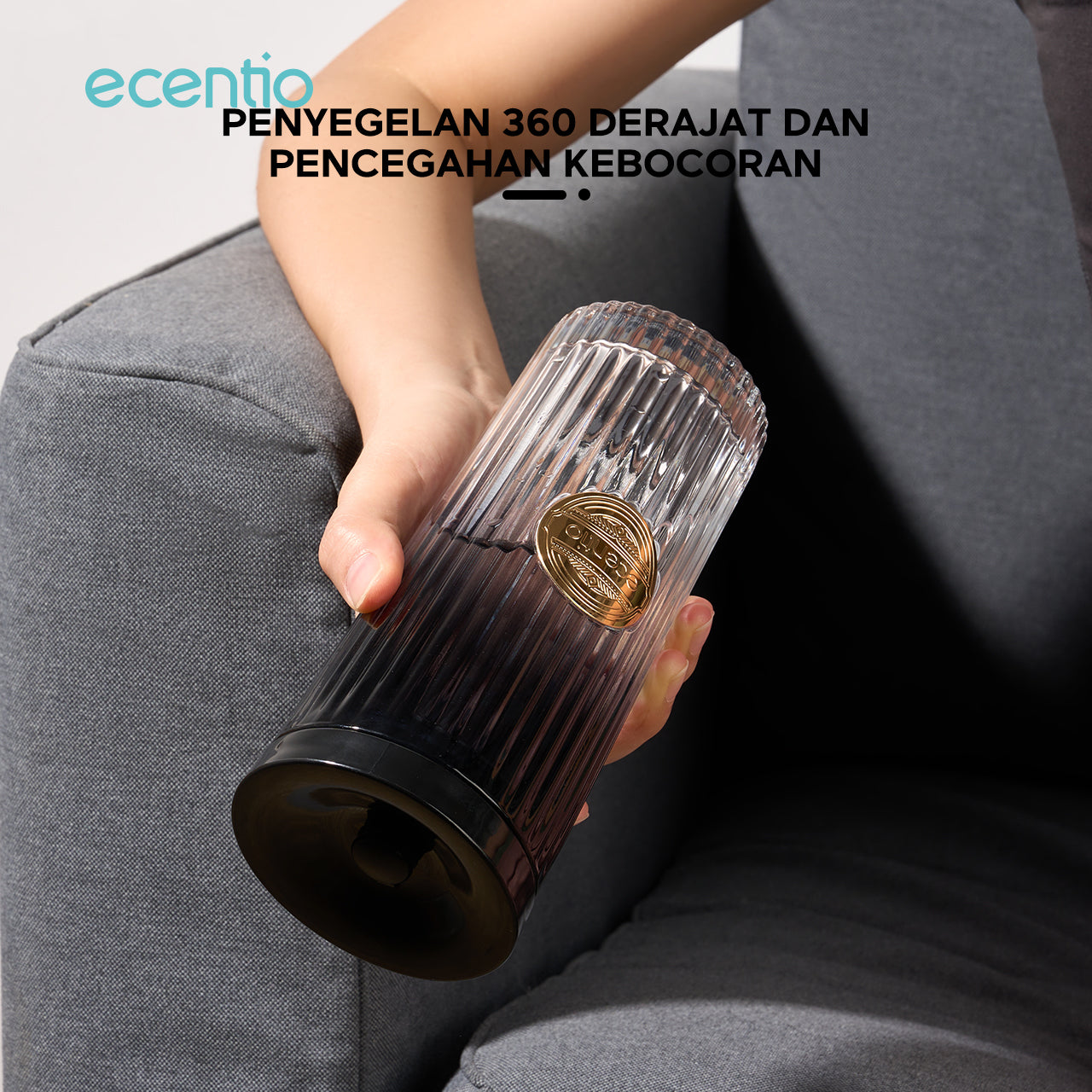 ecentio tumbler kaca sedotan 470ml botol minum aesthetic korea gelas kaca