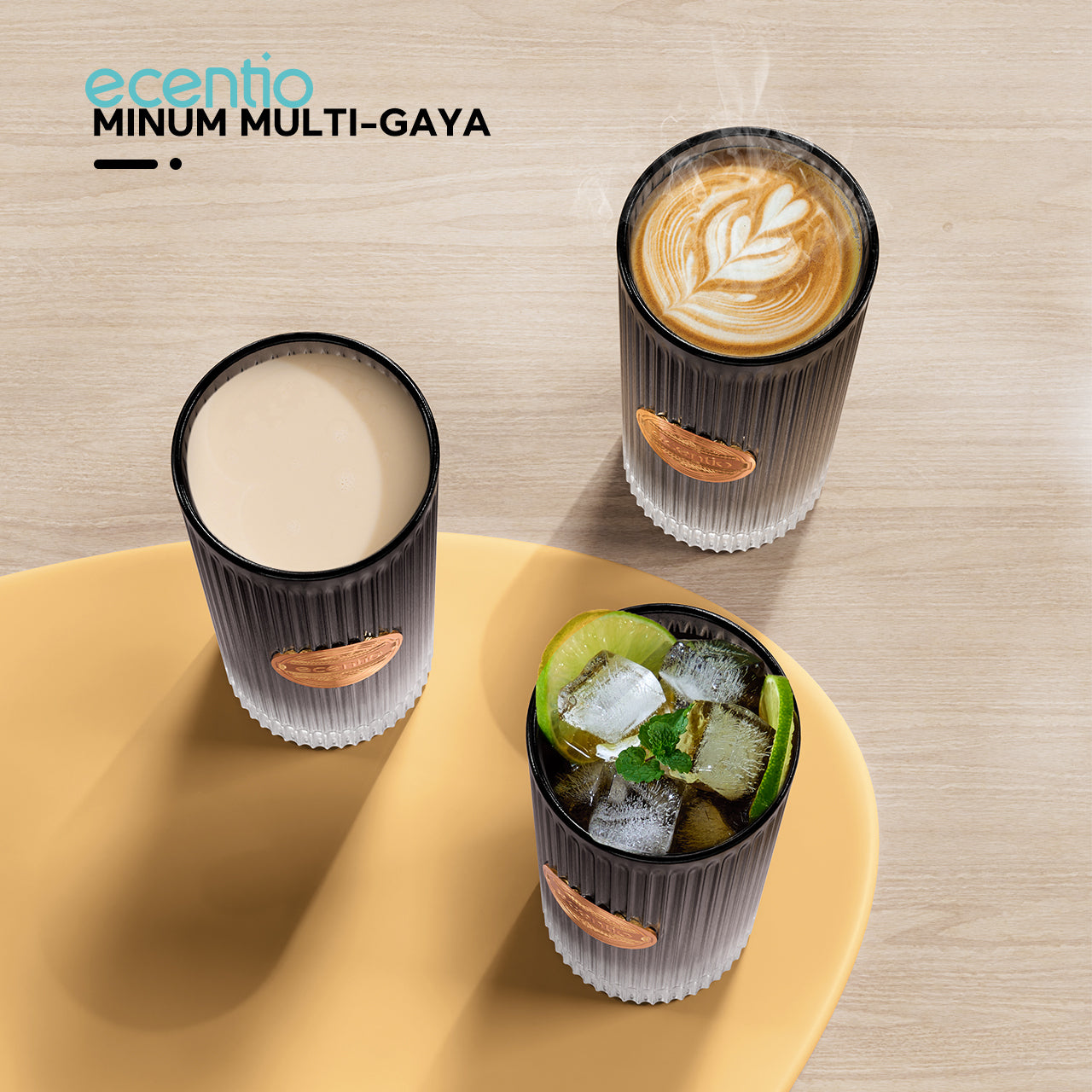 ecentio tumbler kaca sedotan 470ml botol minum aesthetic korea gelas kaca