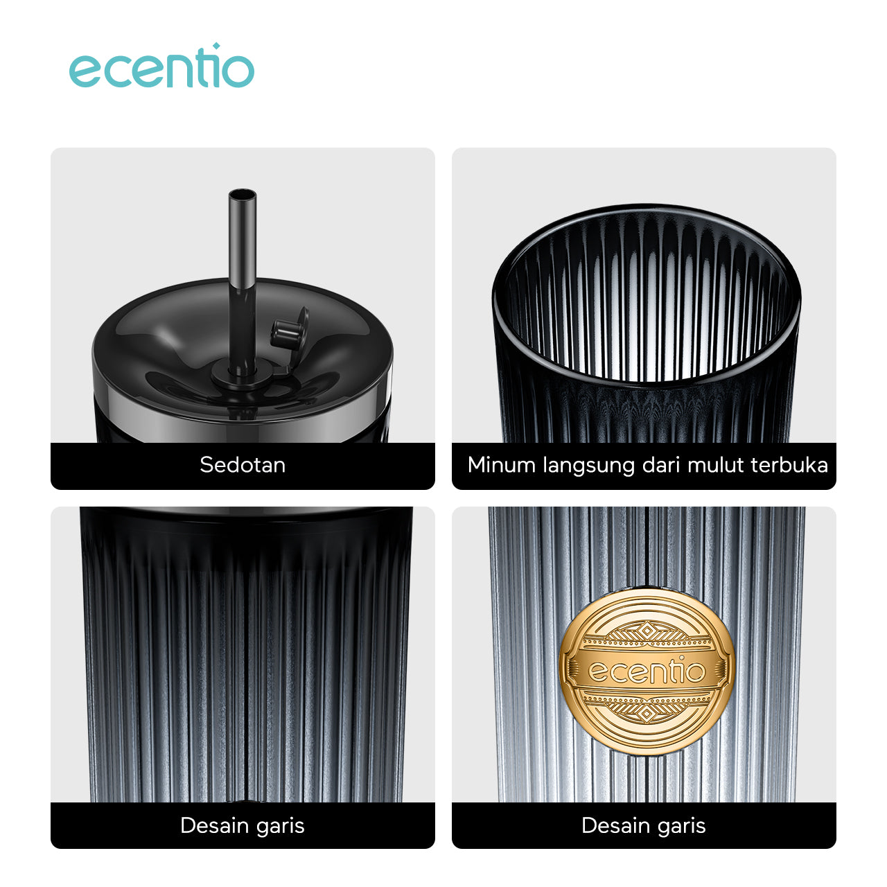 ecentio tumbler kaca sedotan 470ml botol minum aesthetic korea gelas kaca