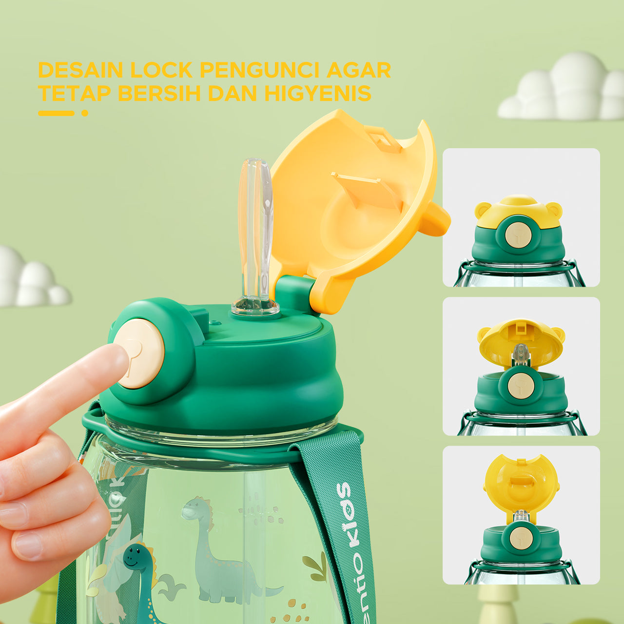 ecentio Botol sedotan minum anak beruang lucu 650ml