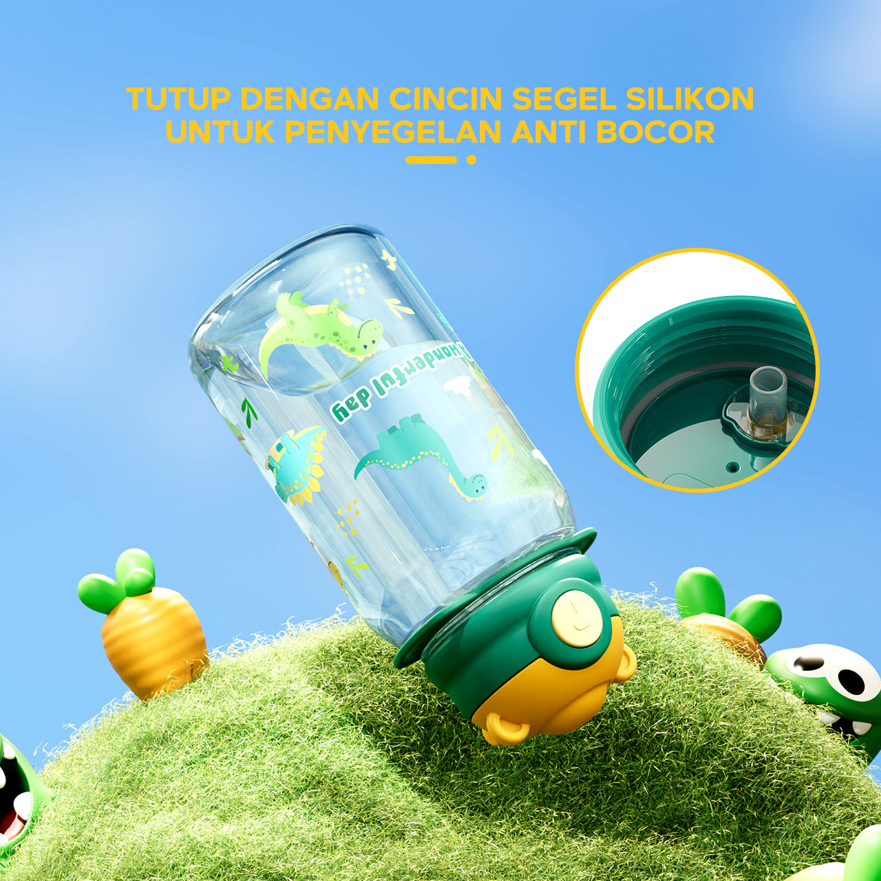 ecentio Botol sedotan minum anak beruang lucu 650ml