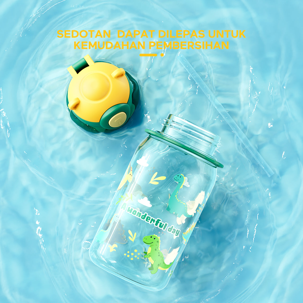 ecentio Botol sedotan minum anak beruang lucu 650ml