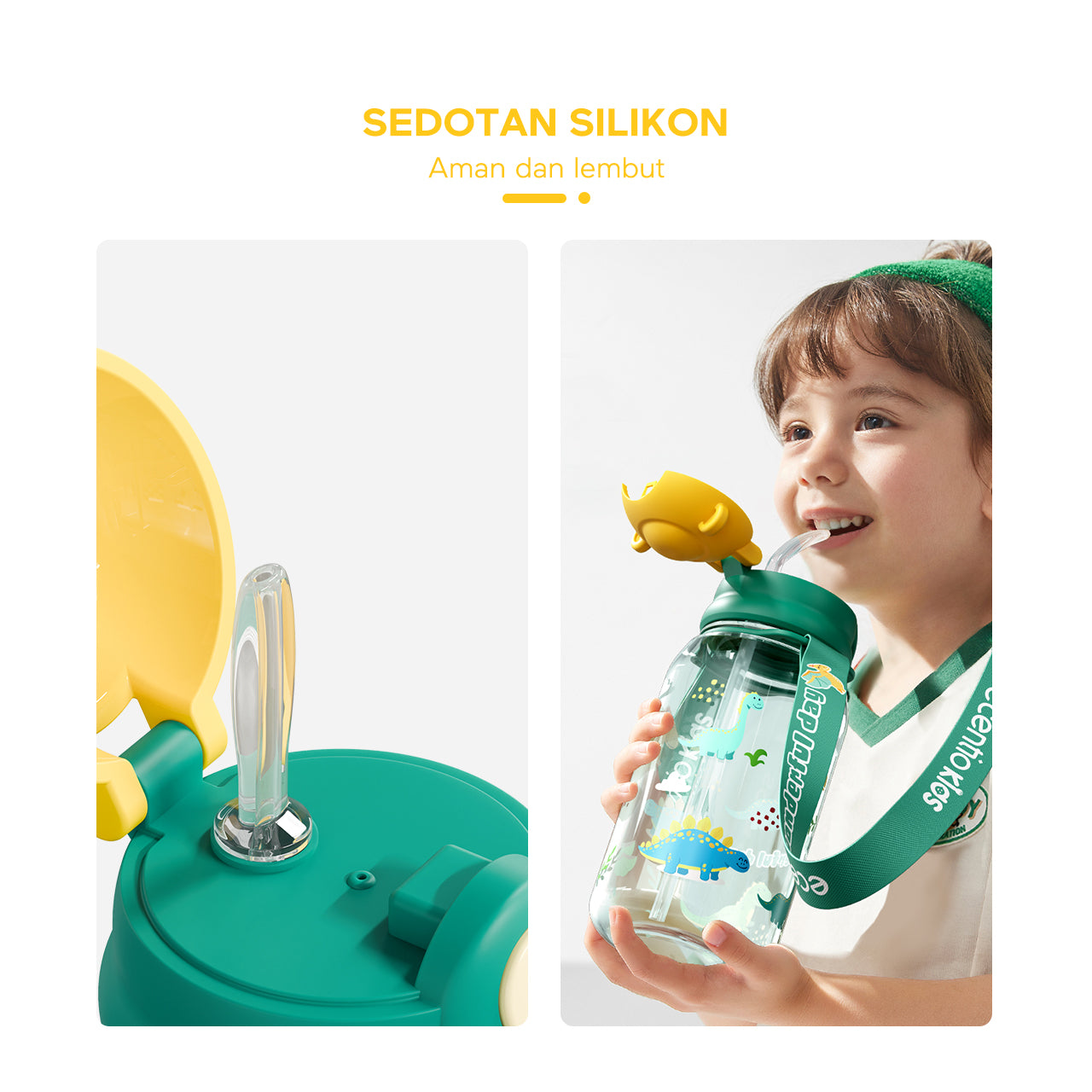 ecentio Botol sedotan minum anak beruang lucu 650ml