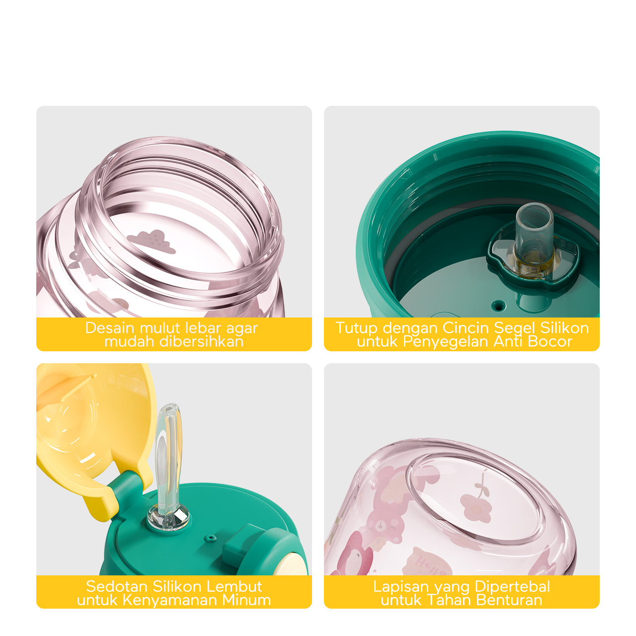 ecentio Botol sedotan minum anak beruang lucu 650ml