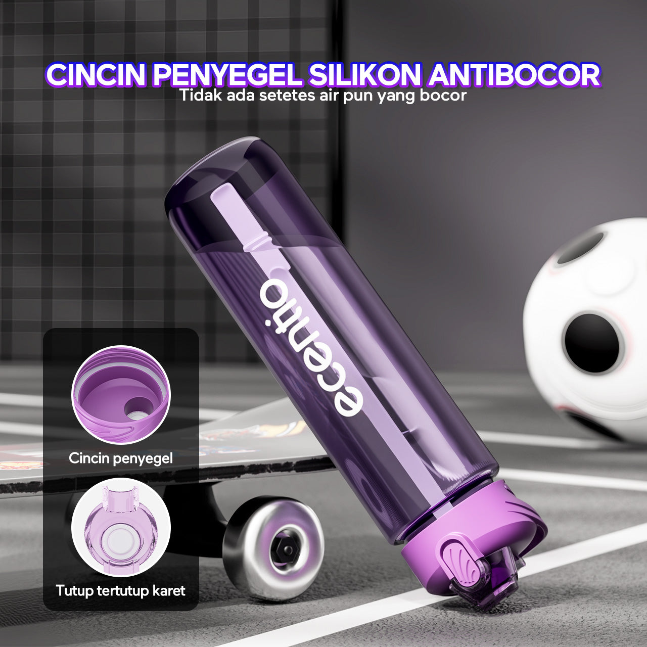 【EaseGo Series】ecentio botol minum 1000ml Portable Botol air Anak Sport 1 Liter Outdoor Anti Bocor Tahan Dingin Panas BPA Free