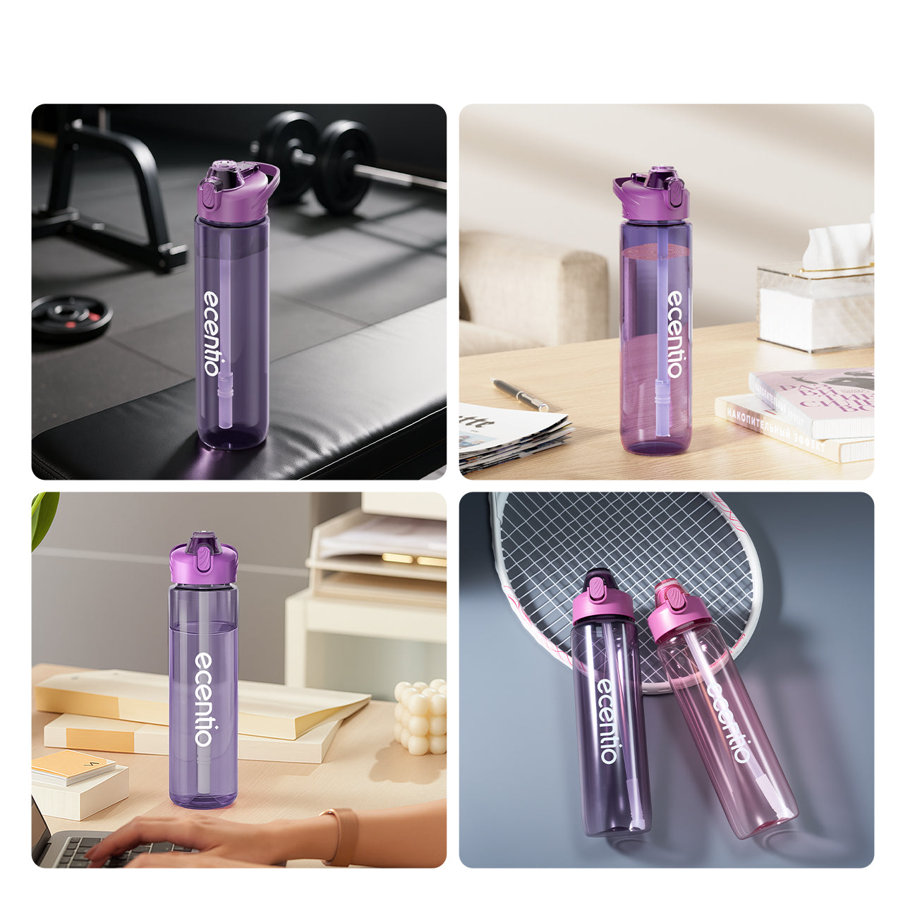 【EaseGo Series】ecentio botol minum 1000ml Portable Botol air Anak Sport 1 Liter Outdoor Anti Bocor Tahan Dingin Panas BPA Free