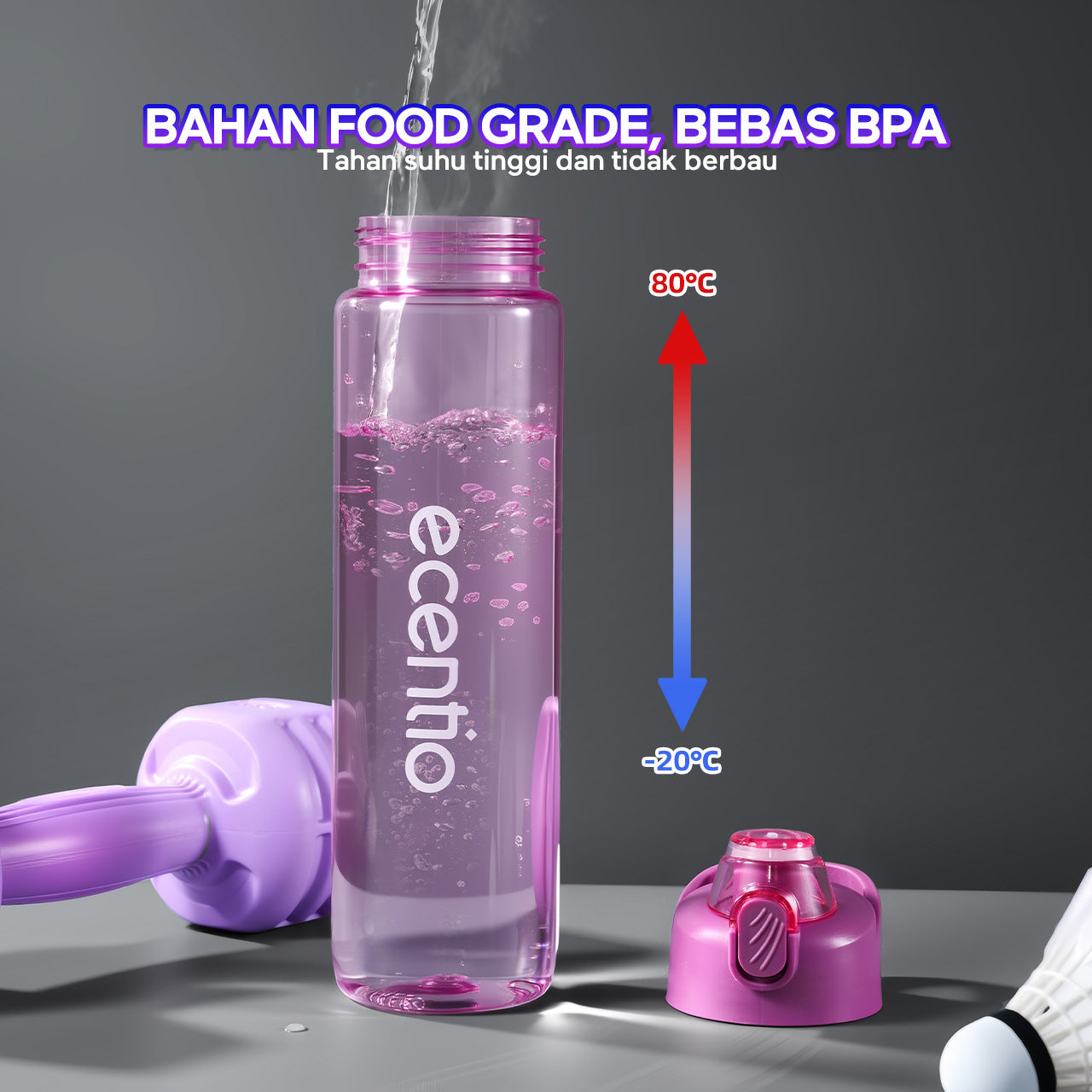 【EaseGo Series】ecentio botol minum 1000ml Portable Botol air Anak Sport 1 Liter Outdoor Anti Bocor Tahan Dingin Panas BPA Free