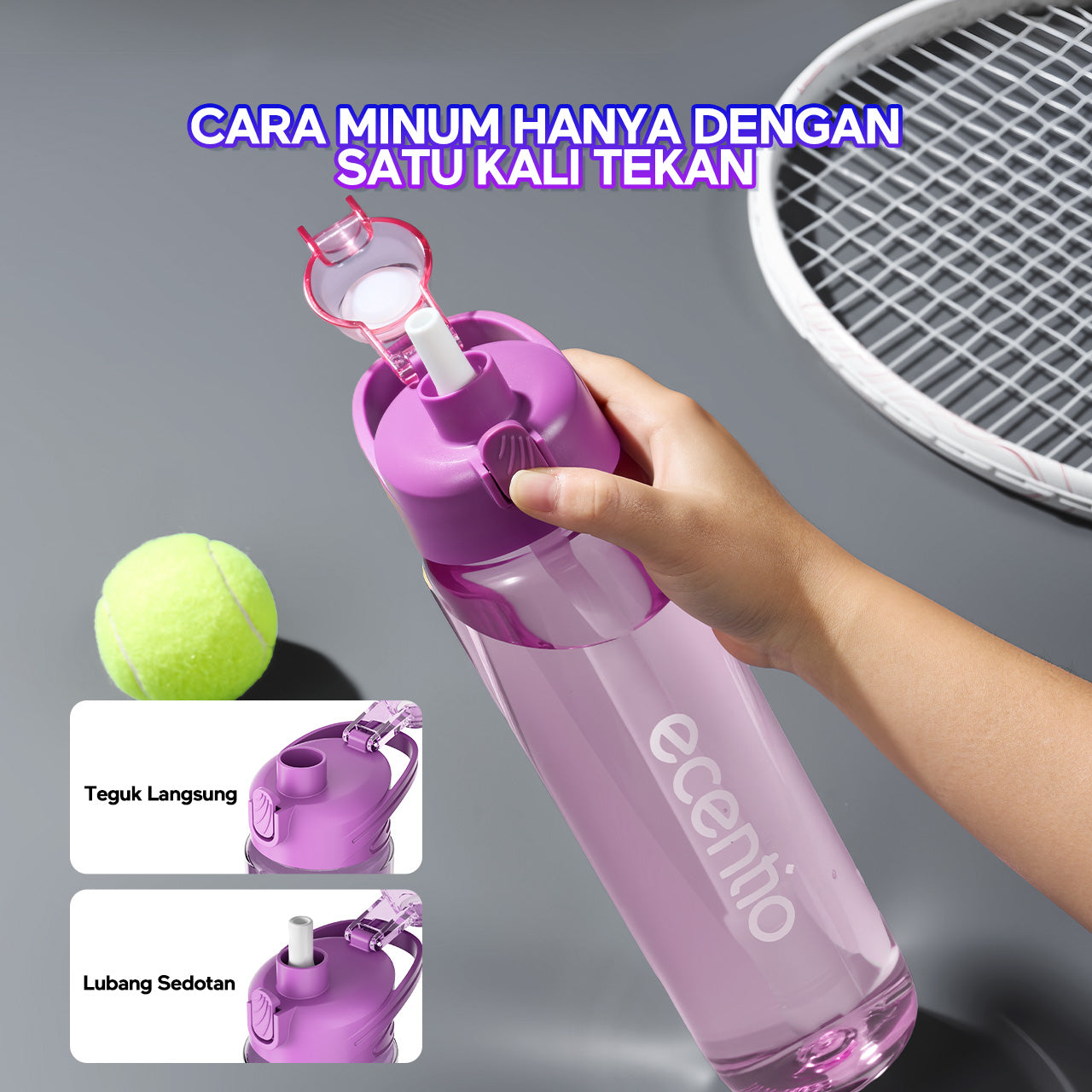【EaseGo Series】ecentio botol minum 1000ml Portable Botol air Anak Sport 1 Liter Outdoor Anti Bocor Tahan Dingin Panas BPA Free