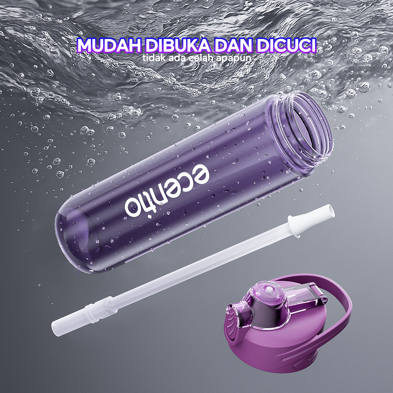 【EaseGo Series】ecentio botol minum 1000ml Portable Botol air Anak Sport 1 Liter Outdoor Anti Bocor Tahan Dingin Panas BPA Free