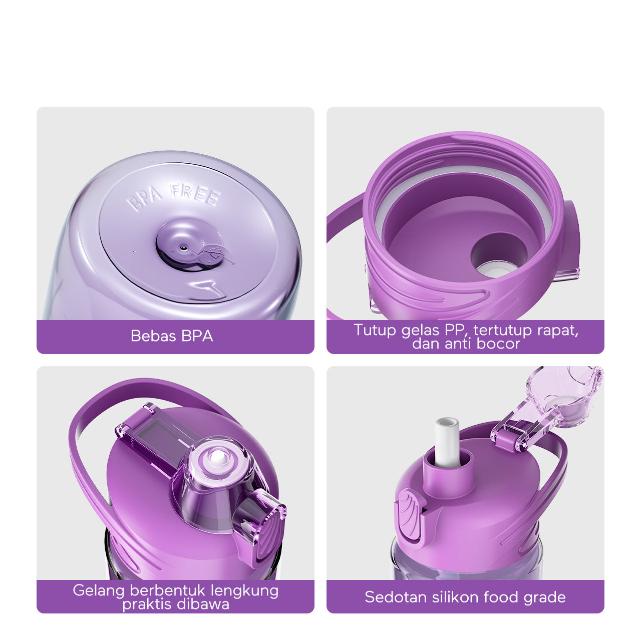 【EaseGo Series】ecentio botol minum 1000ml Portable Botol air Anak Sport 1 Liter Outdoor Anti Bocor Tahan Dingin Panas BPA Free