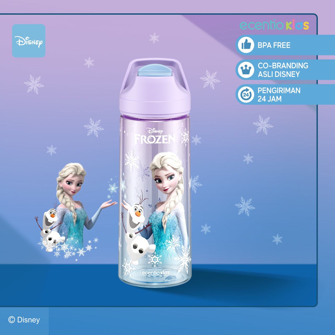 【Orignal】ecentiokids tempat makan anak Disney Elsa Marvel Captain America lucu sekolah BPA free bayi anti tumpah lunch box+botol minum anak set