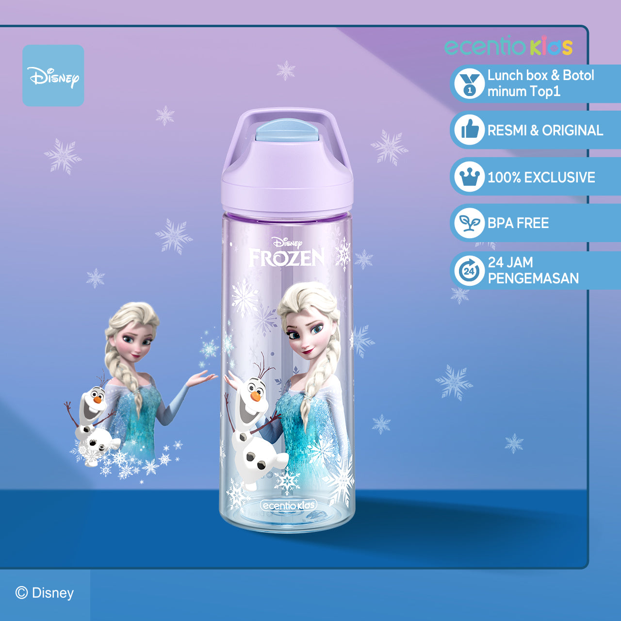 ecentio botol minum anak Disney Elsa perempuan botol air sekolah BPA free