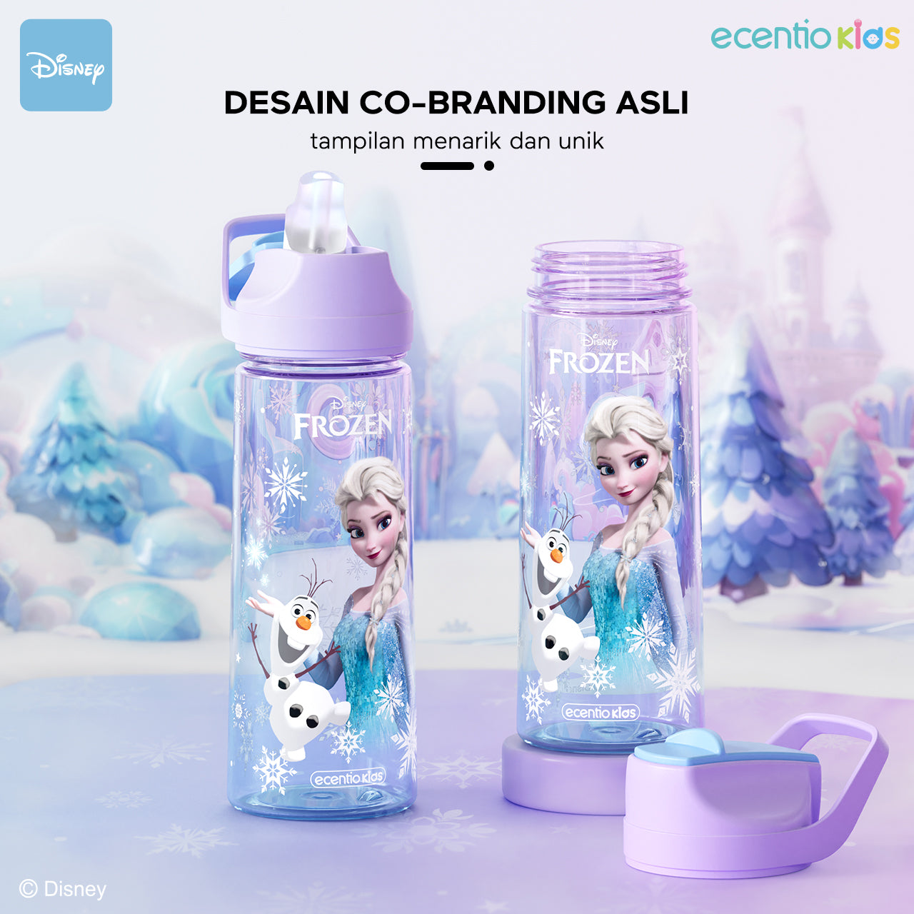 ecentio botol minum anak Disney Elsa perempuan botol air sekolah BPA free