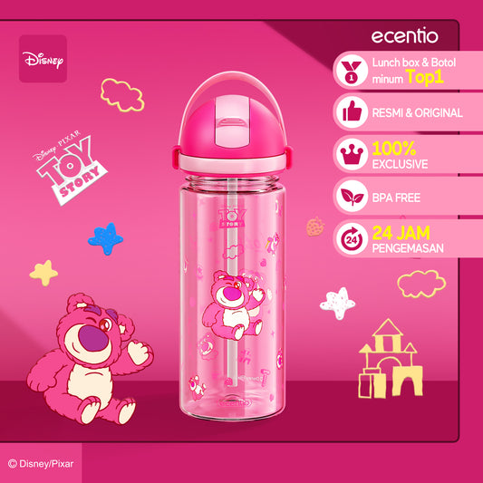 【NEW】ecentiokids 550ml botol anak BPA Free Disney Lotso dengan Sedotan Tahan Panas hingga 90℃