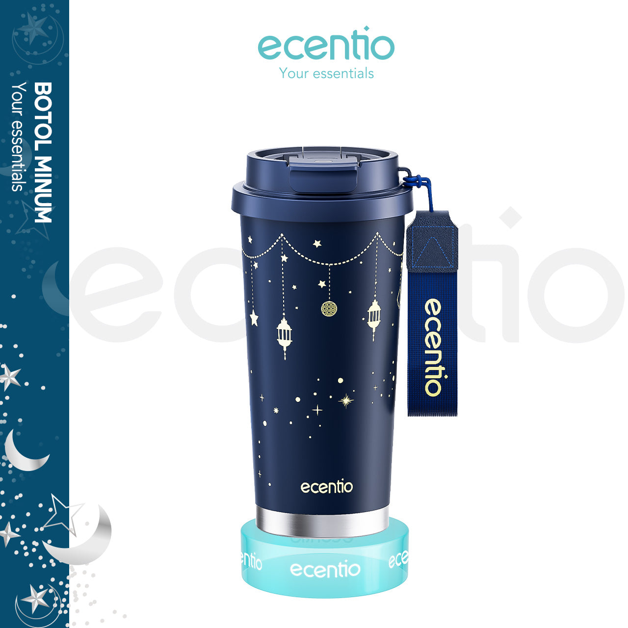 【Ramadan Exclusive】ecentio tumbler premium stainless steel 316 530ml tahan dingin 24 jam dengan sedotan portable