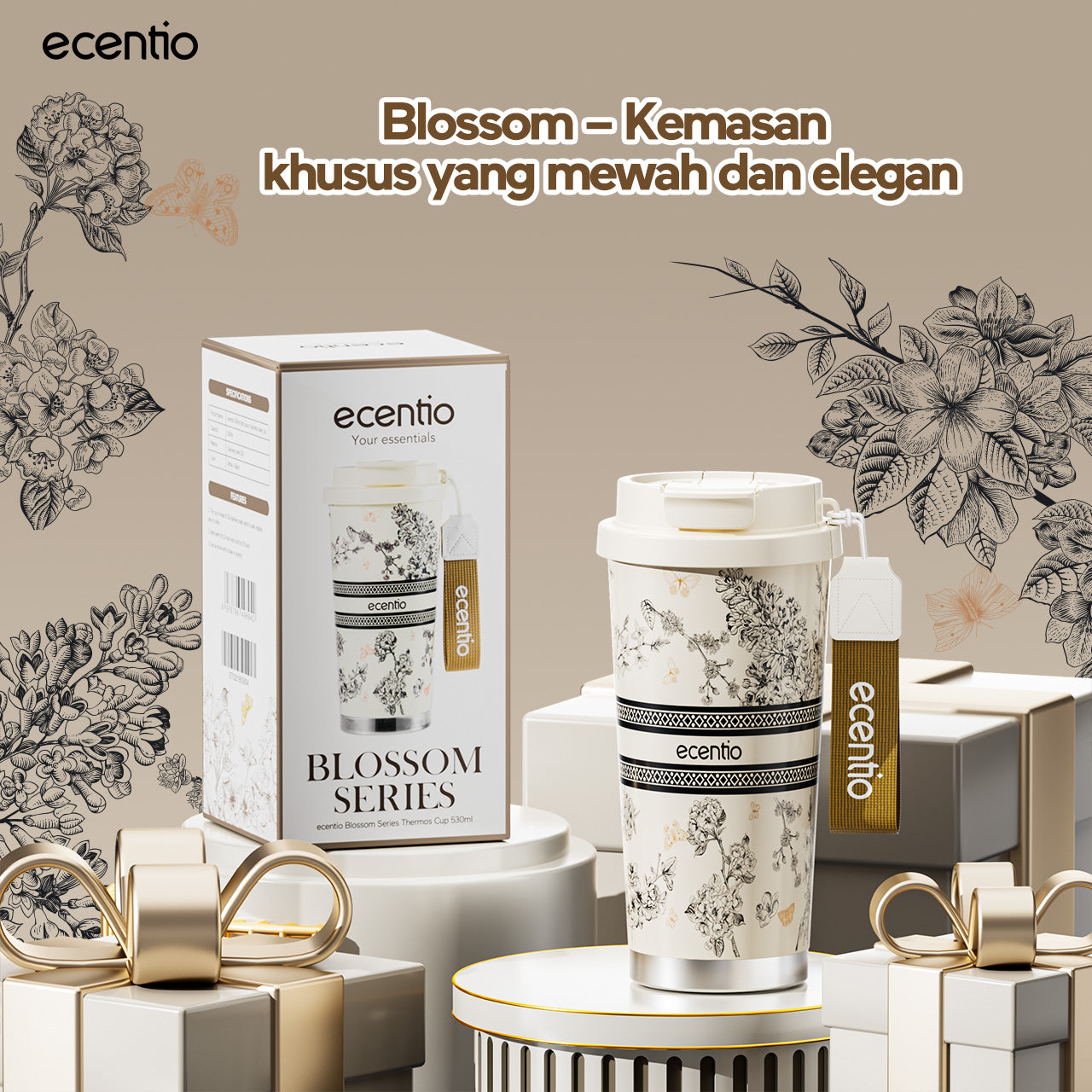 【🌟Pre-Order】【gelas kopi tahan panas】ecentio tumbler minum premium 530 ml stainless 316 portabel tahan panas 11 jam dan tahan dingin 25 jam tiga cara minum