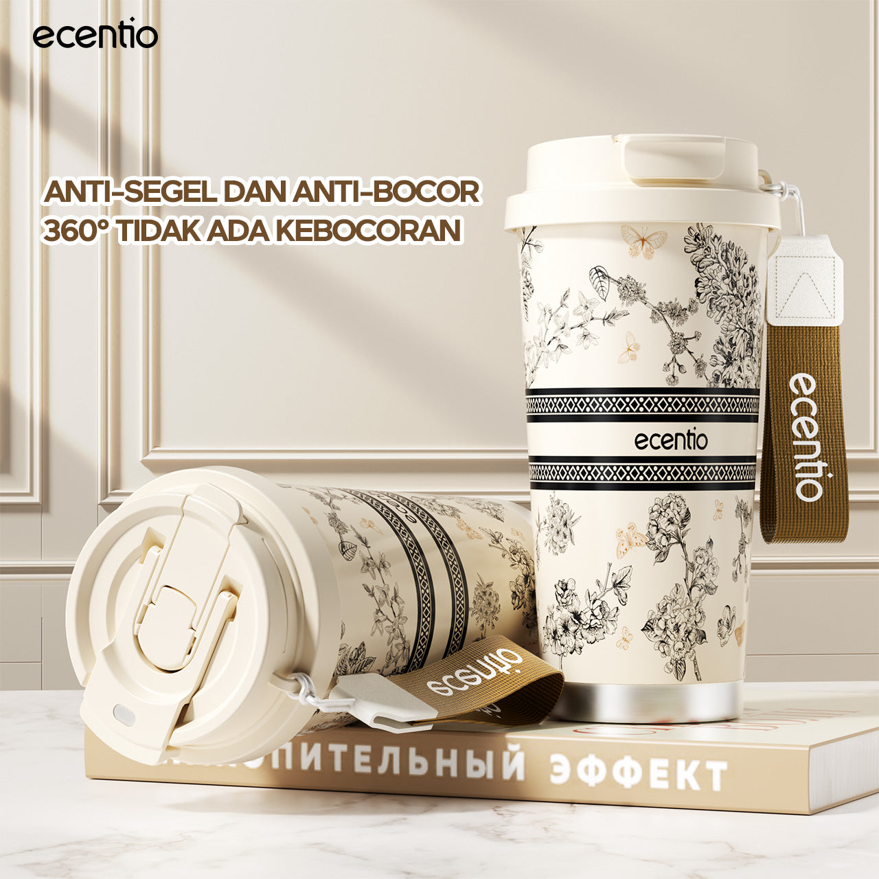 【🌟Pre-Order】【gelas kopi tahan panas】ecentio tumbler minum premium 530 ml stainless 316 portabel tahan panas 11 jam dan tahan dingin 25 jam tiga cara minum