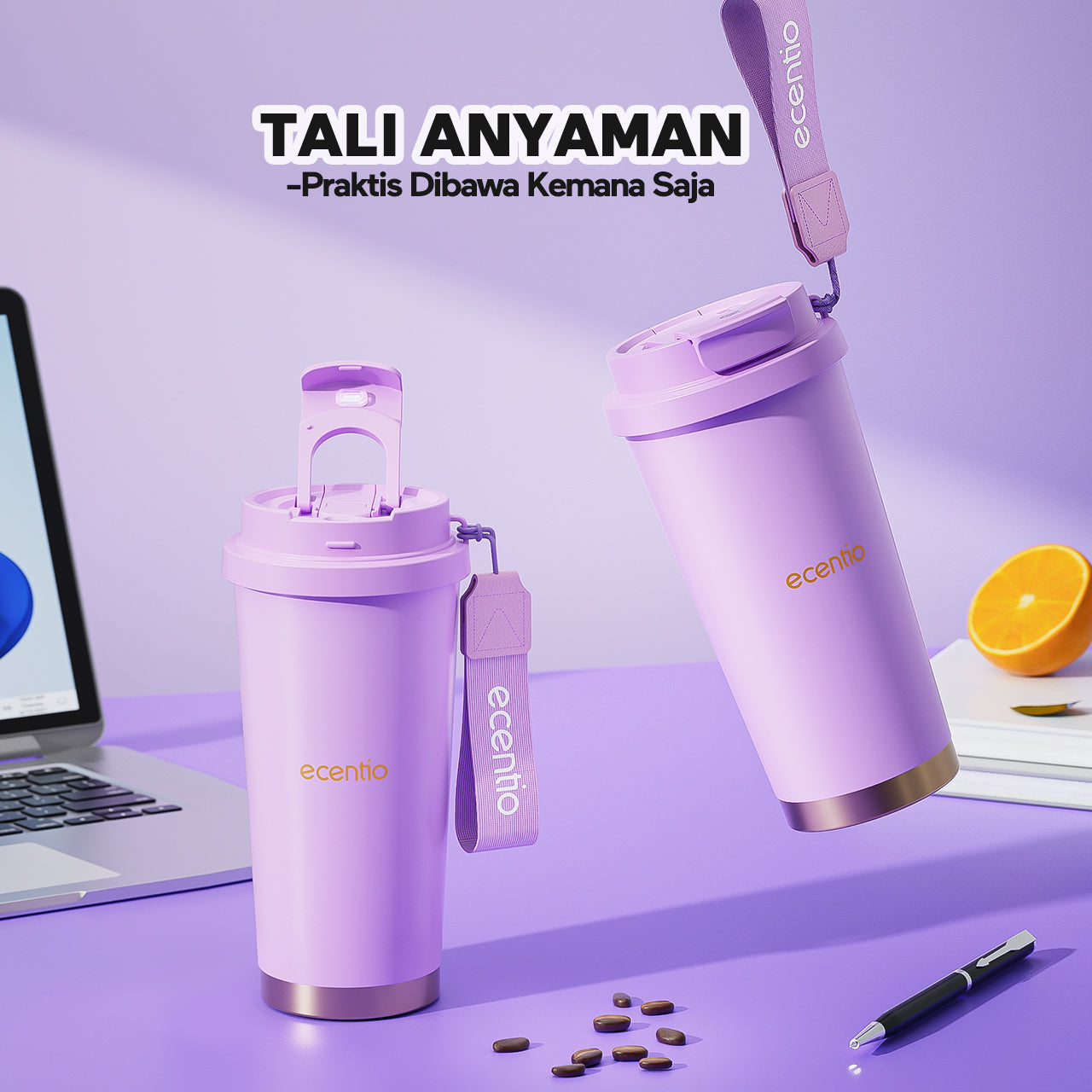 【Fashion Rainbow Tumbler】ecentio tumbler minum premium tahan dingin 24 jam botol stainless 316 portable tumblr 530ml