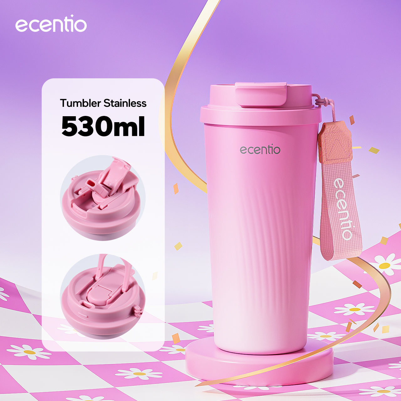 【Gradasi Warna Macaron】ecentio tumbler Stainless Vacuum Portable Thermos Botol minum besar