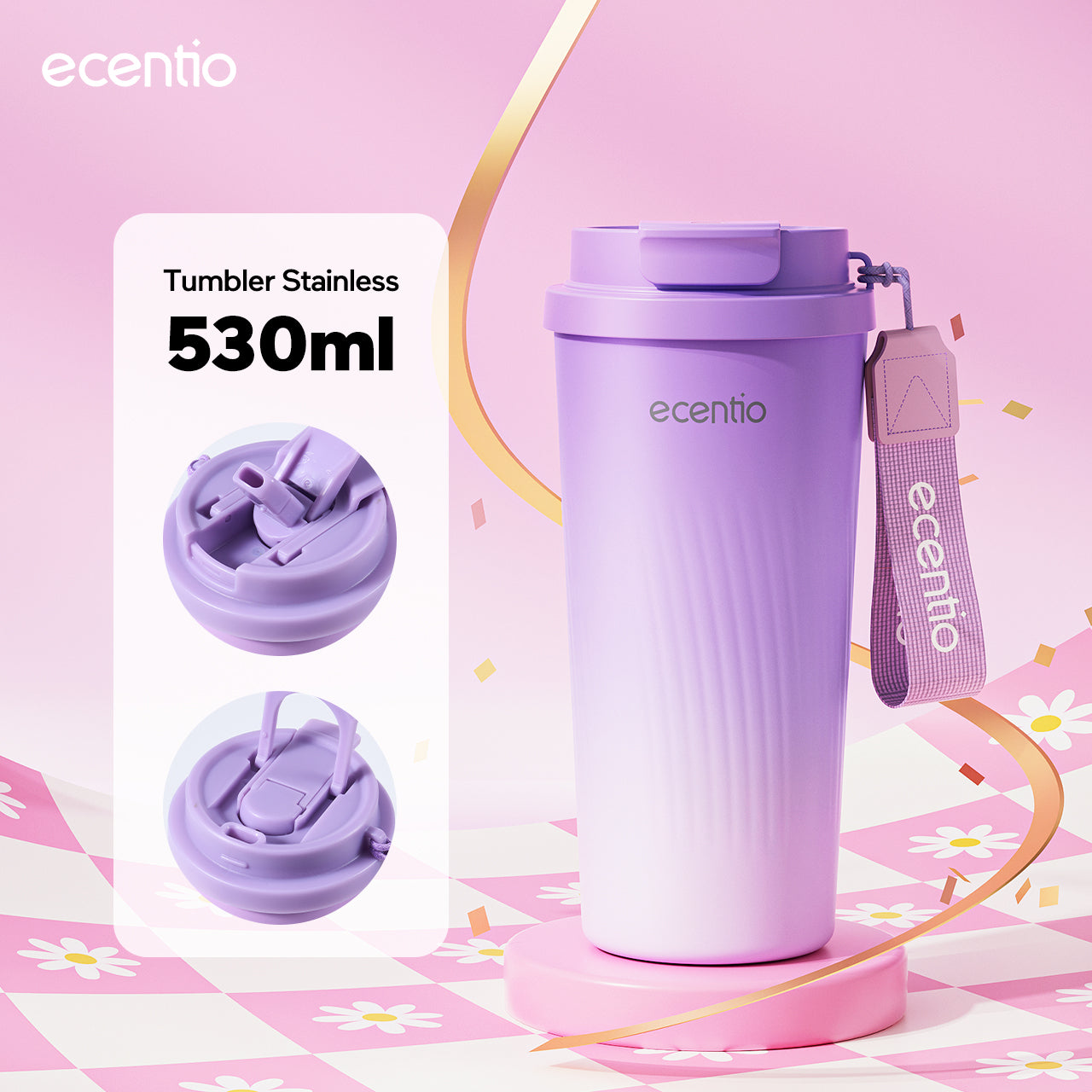 【Gradasi Warna Macaron】ecentio tumbler Stainless Vacuum Portable Thermos Botol minum besar