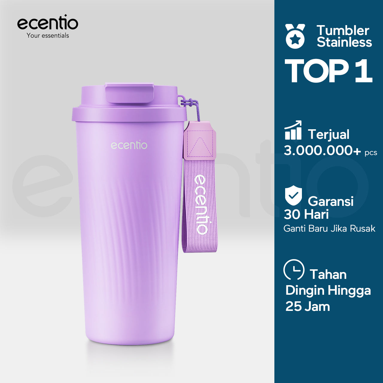 【Gradasi Warna Macaron】ecentio Tumbler stainless steel Tahan panas dan dingin Portable tumblr 530ml